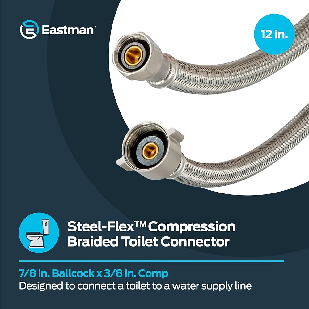 Eastman 12 Inch Flexible Toilet Connector, 7/8 Inch Ballcock